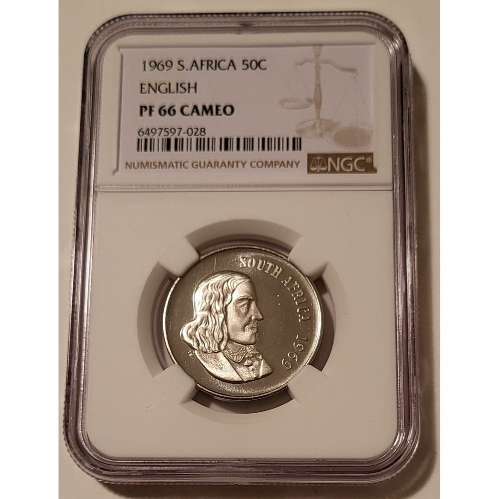 South Africa 1969 50 Cents English Legend Proof PF66 Cameo NGC Low Mintage